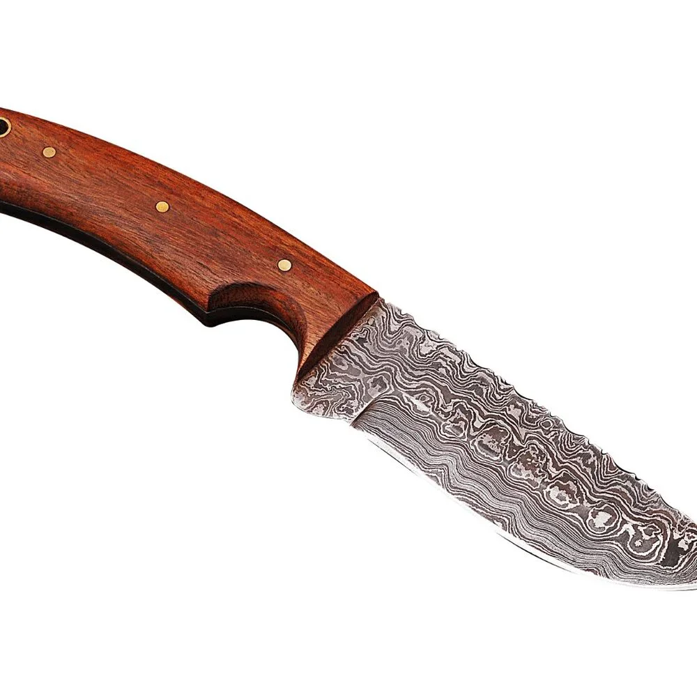 Handmade Damascus Steel Kitchen Knife Raindrop Pattern with Leather Sheath